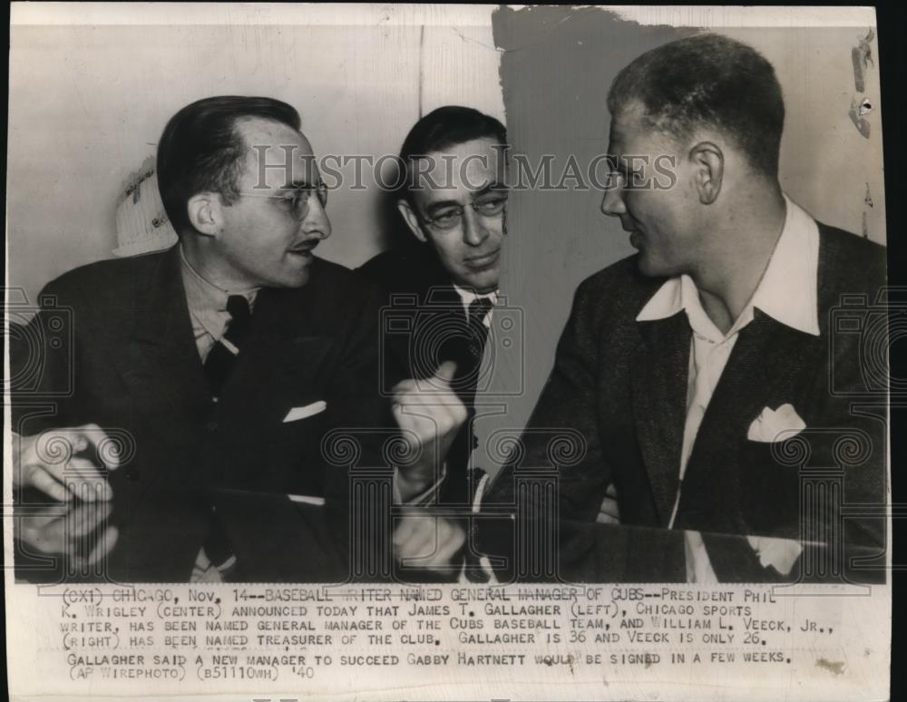 1940 Press Photo President Phil K. Wrigley announced - cvw01458 - Historic Images