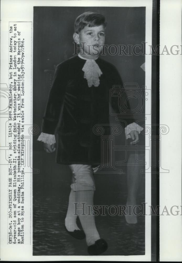 1966 Press Photo Its not little Lord Fauntleroy but Prince Andrew the 6 year old - Historic Images