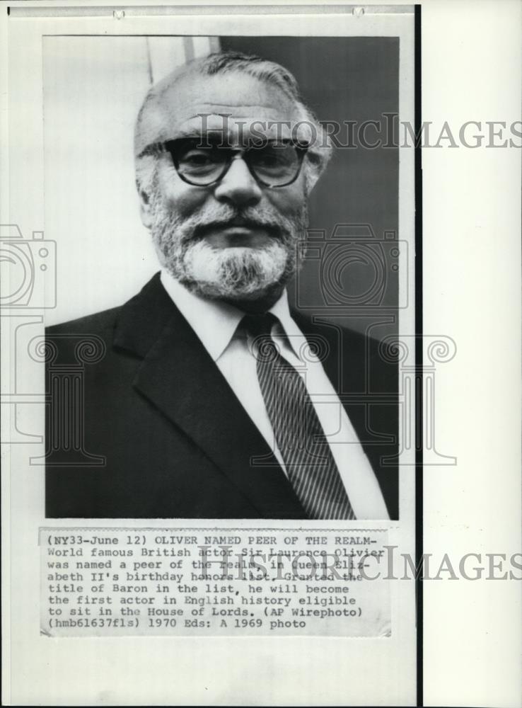 1970 Press Photo World famous British actor, Sir Laurence livier - cvw04408 - Historic Images