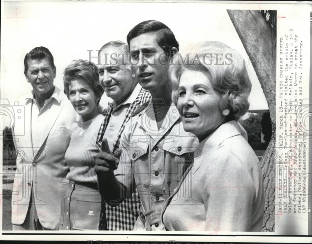 1974 Press Photo Prince Charles of England visited the estate of Walter Anneberg - Historic Images