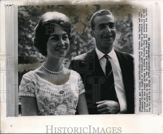 1962 Press Photo Princess Sophie of Greece and her fiance Prince Juan Carlos - Historic Images