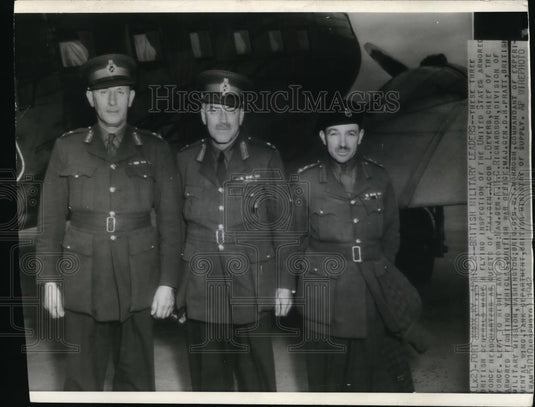 1942 Press Photo Maj. Generals Richardson and Prat with Brig. Gen. Morrough - Historic Images
