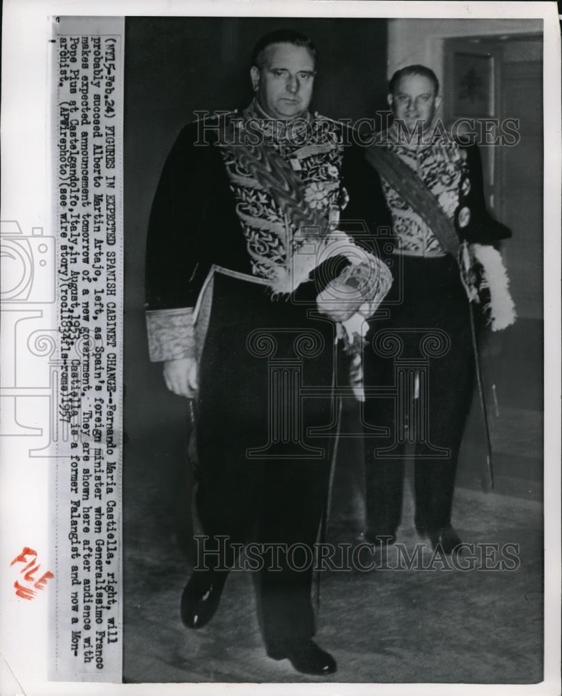 1957 Press Photo Fernando Maria Castiella and A. Martin Artajo - Historic Images