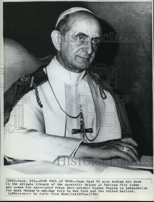 1965 Press Photo Pope Paul VI in preparation of one day trip to New York & UN - Historic Images