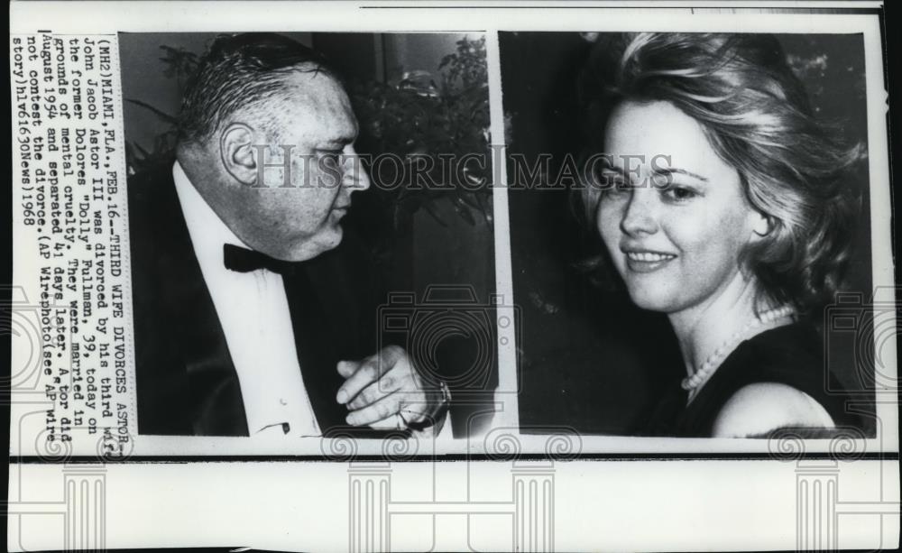 1968 Press Photo John Jacob Astor III Divorced by His Third Wife Dolores Fullman - Historic Images