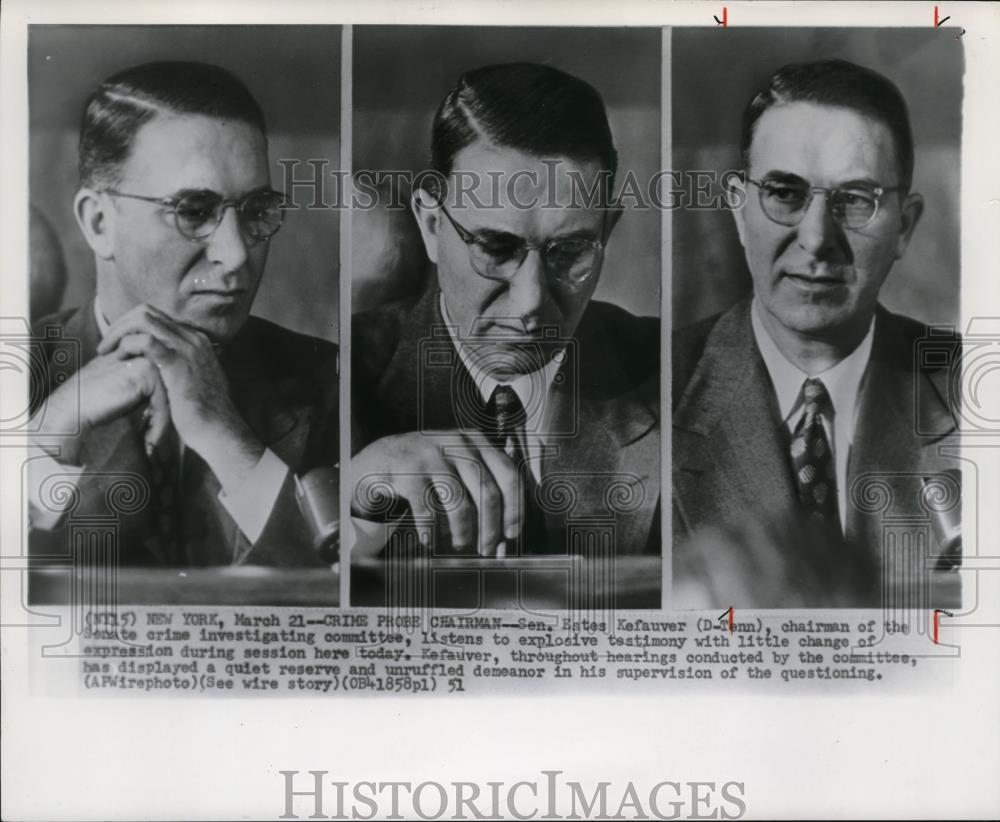 1951 Press Photo Senator Estes Kefauver of the Crime Investigating Committee - Historic Images