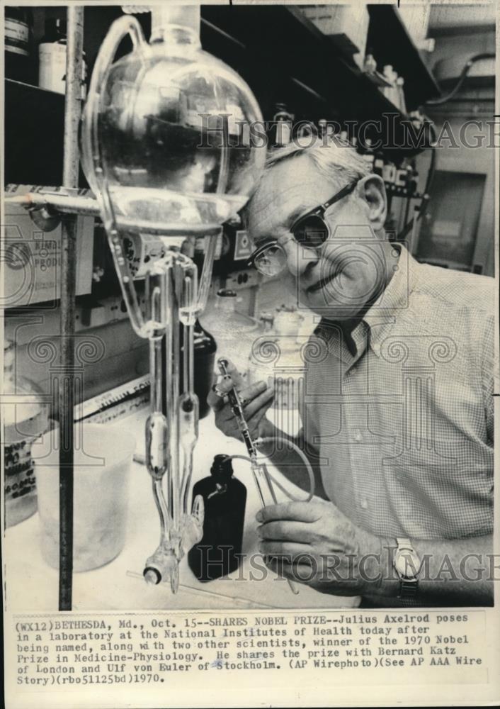 1970 Press Photo Dr. Julius Axelrod, awarded the Nobel Prize for Medicine - Historic Images