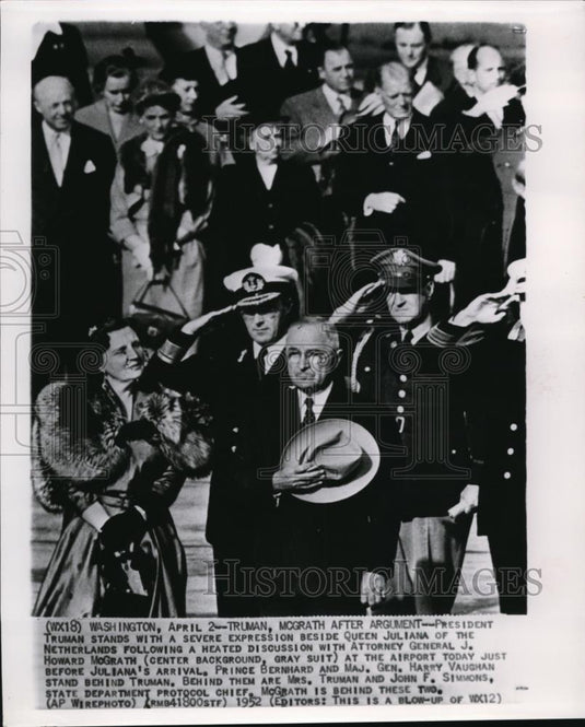 1952 Press Photo President Truman with Queen Juliana of the Netherlands - Historic Images