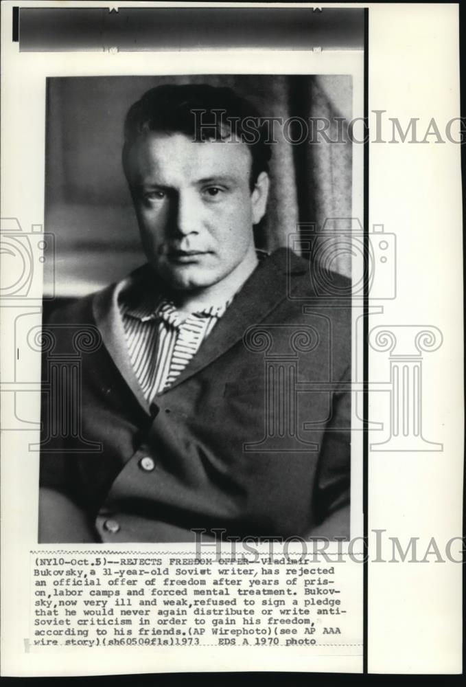 1973 Press Photo Vladimir Bukowsky, Soviet writer - Historic Images