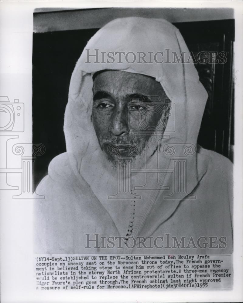 1955 Press Photo Sultan Mohammed ben Mouley Arafa - Historic Images