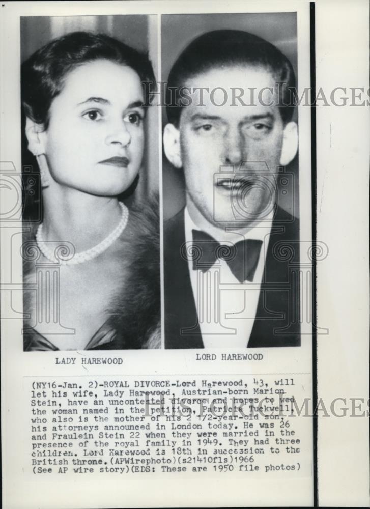 1950 Press Photo Lord Harewood &amp; Marion Stein to be divorced - Historic Images