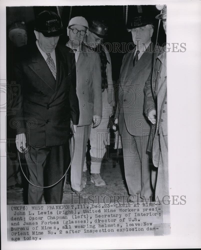 1951 Press Photo Lewis at New Orient Mine No. 2&#39;s explosion damage inspection - Historic Images