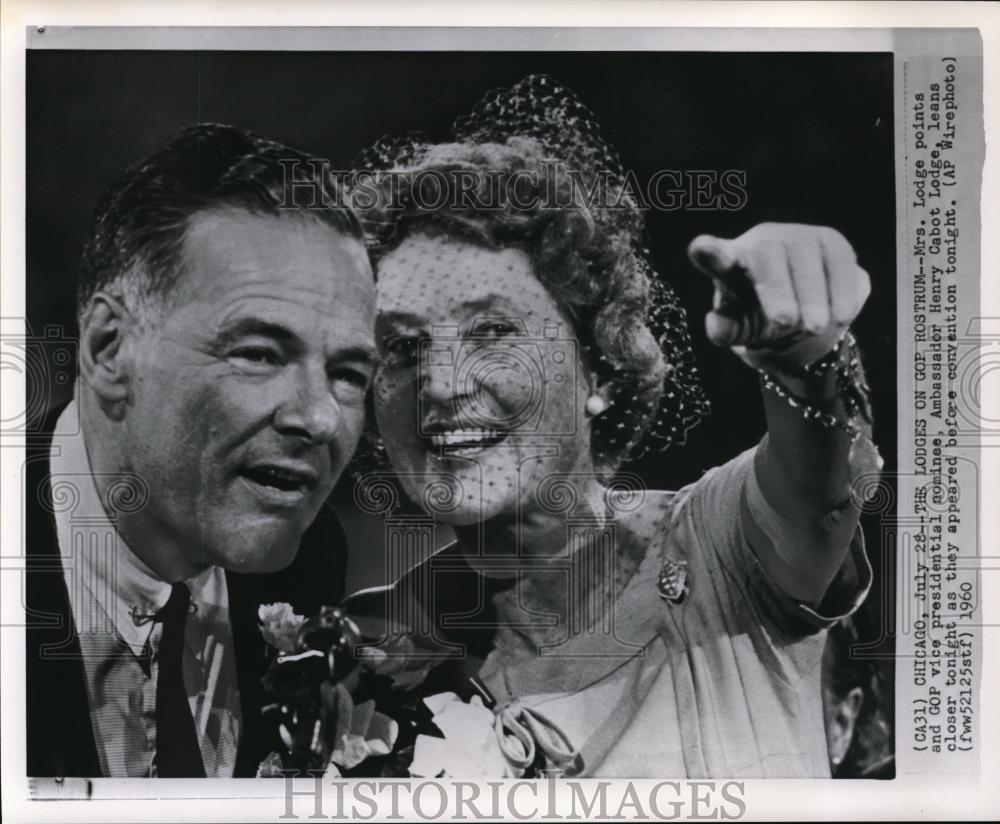 1960 Press Photo Ambassador Henry Cabot Lodge and Mrs Lodge on vice presidential - Historic Images