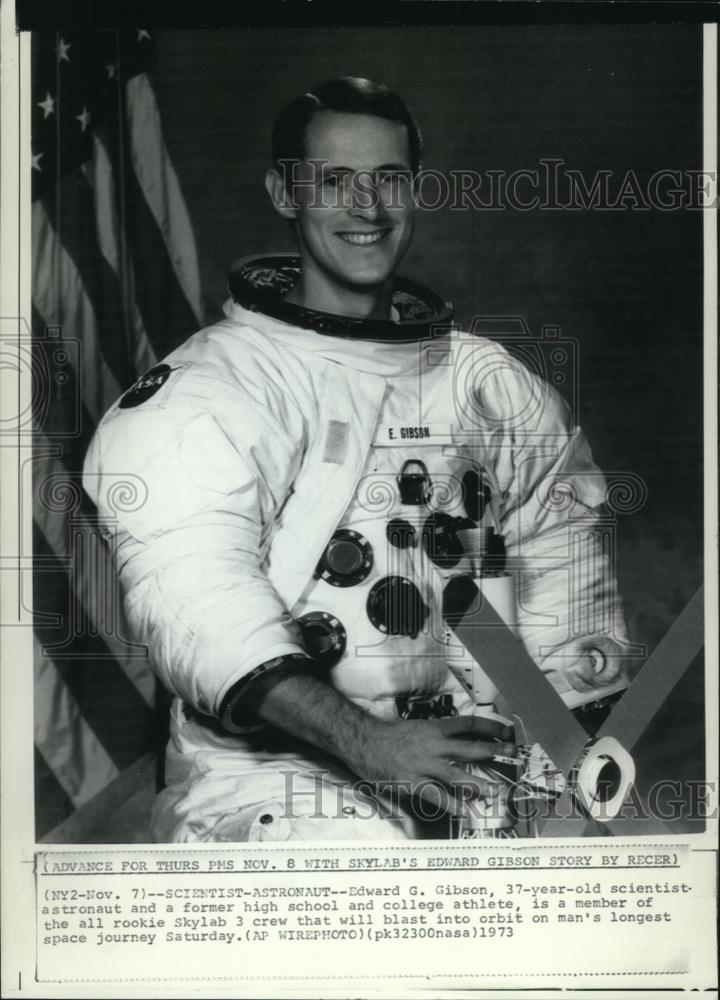 1973 Press Photo Scientist Astronaut Edward Gibson, member of the Skylab 3 crew - Historic Images