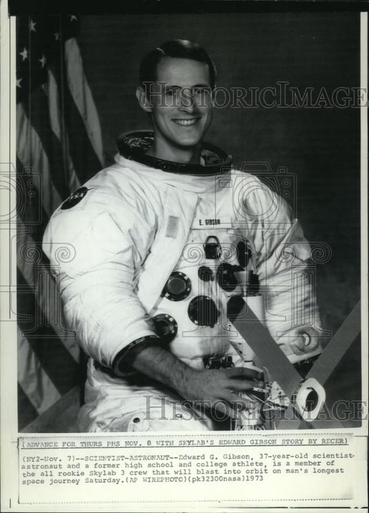 1973 Press Photo Scientist Astronaut Edward Gibson, member of the Skylab 3 crew - Historic Images