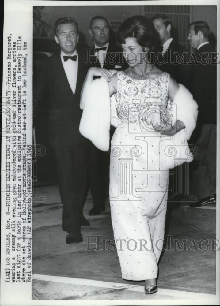 1965 Press Photo Princess Margaret wears a creamy silk evening gown - Historic Images