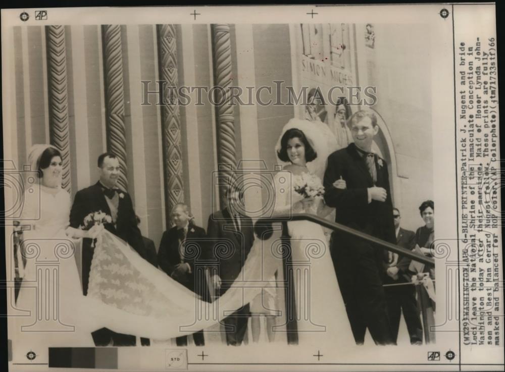 1966 Press Photo Luci Johnson with his groom Patrick Nugent - Historic Images