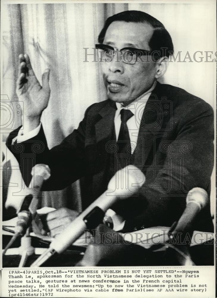 1972 Press Photo &quot;Vietnamese problem is not yet settled&quot;, Nguyen said. - Historic Images