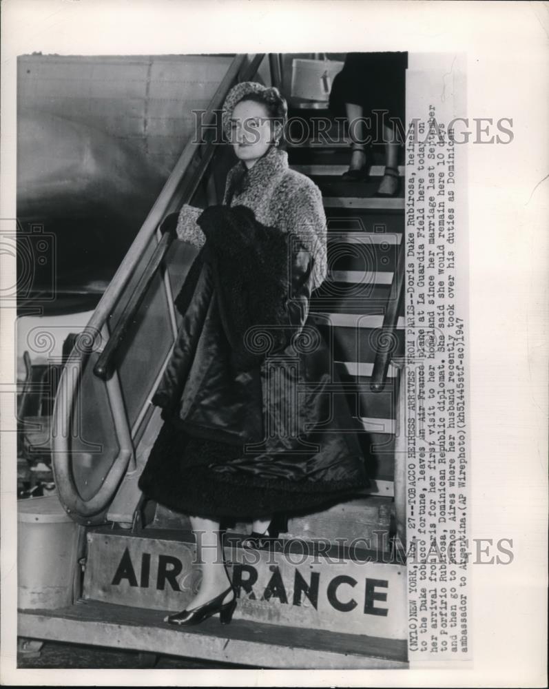 1947 Press Photo Doris Duke Rubirosa, heiress to the Duke tobacco fortune, - Historic Images