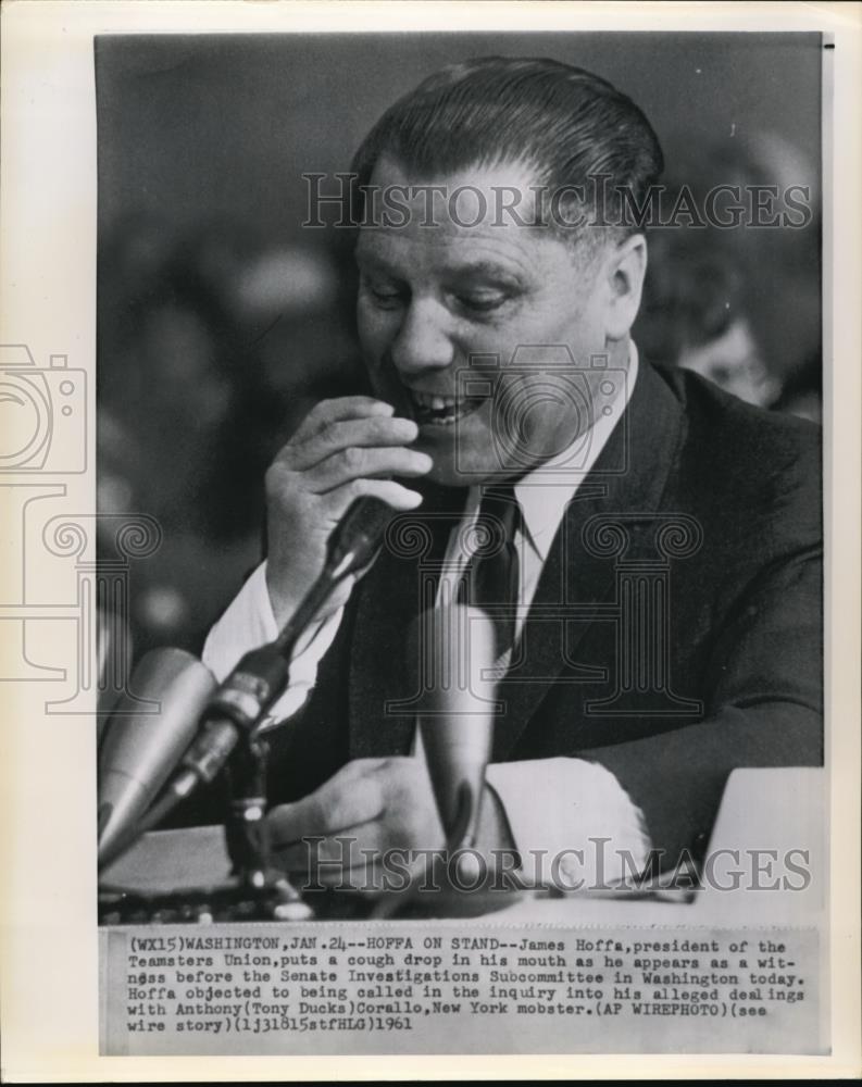 1961 Press Photo Hoffa on stand - Historic Images