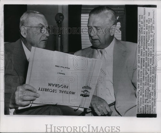1955 Press Photo Secretary of State John Foster Dulles & Chairman James Richards - Historic Images
