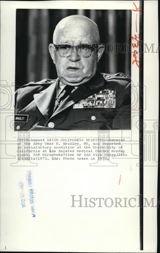 1975 Press Photo Army General Omar Bradley at Los Angeles Hospital - Historic Images