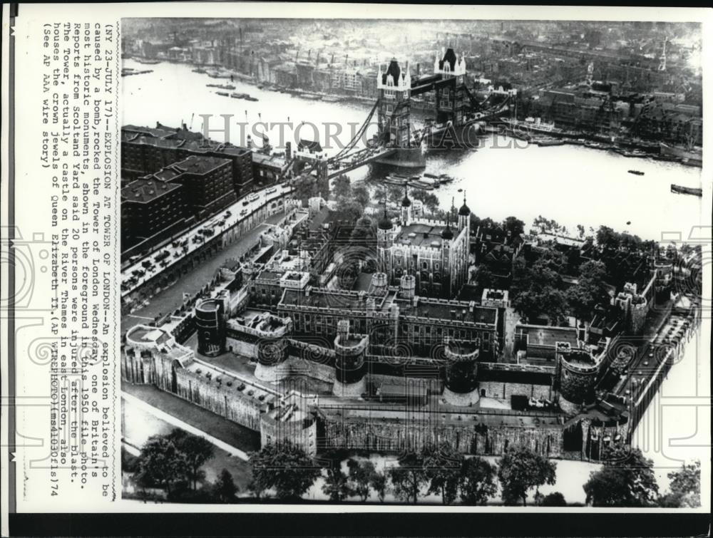 1974 Press Photo An explosion believed to be caused by a bomb, rocked the - Historic Images