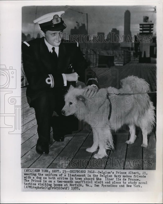 1955 Press Photo Belgium Prince Albert wearing the lieutenant uniform - Historic Images