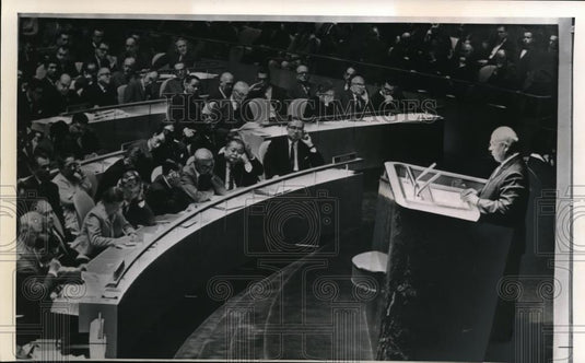 1960 Press Photo Nikita Khrushchev speaks to the United Nations - Historic Images