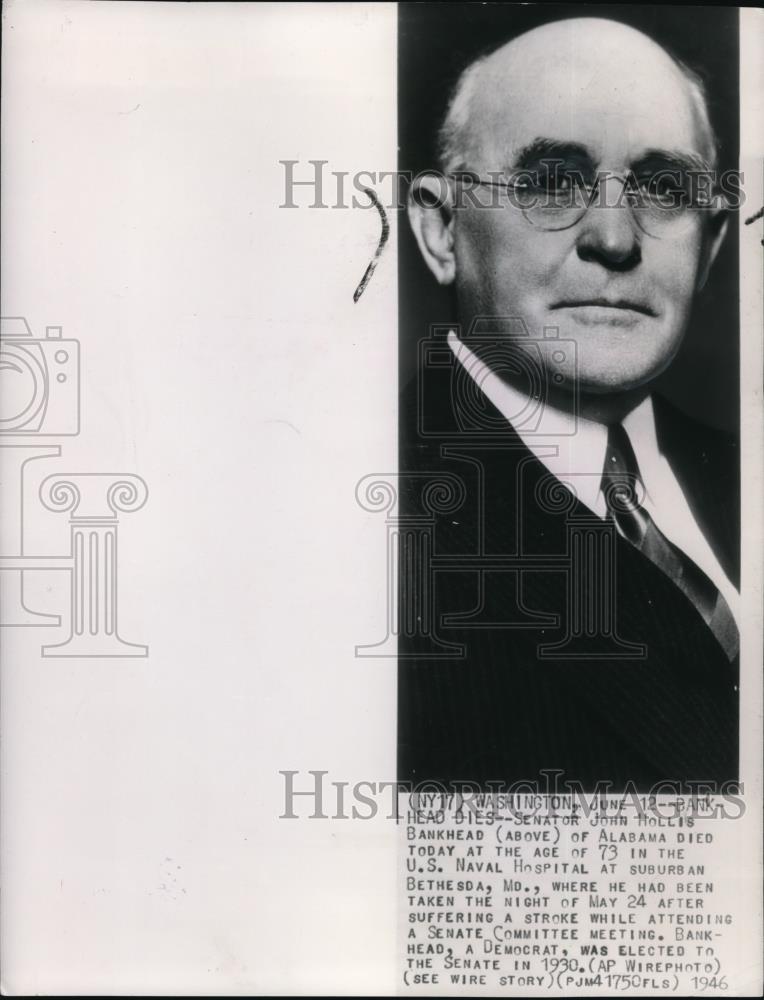 1946 Press Photo John Hollis Bankhead of Alabama - Historic Images