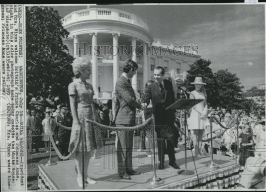 1970 Press Photo Pres & Mrs Nixon welcomes Prince Charles & Princess Anne - Historic Images