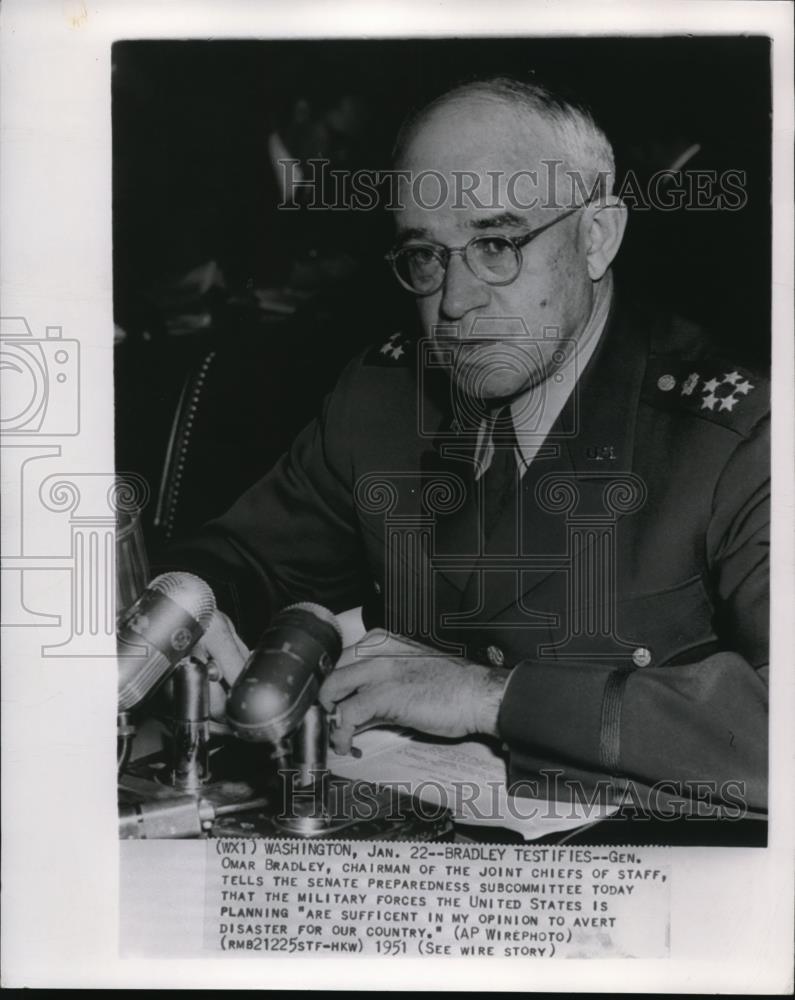 1951 Press Photo General Omar Bradley, Joint Chiefs of staff chairman - Historic Images