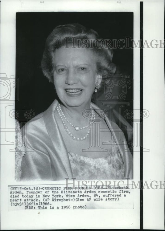 1966 Press Photo Elizabeth Arden, Elizabeth Arden cosmetic firm founder died - Historic Images