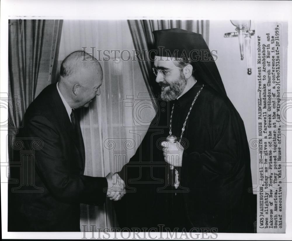 1959 Press Photo President Eisenhower with Archbishop Iakovos of New York - Historic Images