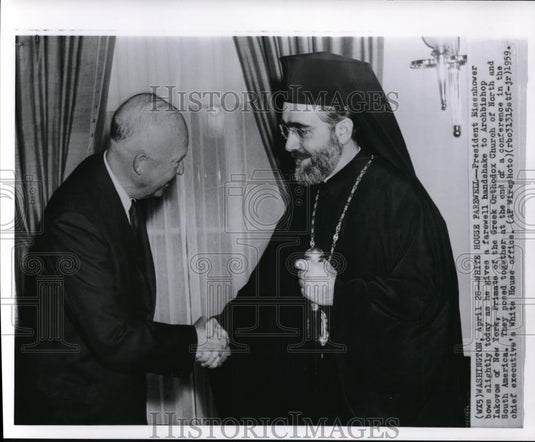 1959 Press Photo President Eisenhower with Archbishop Iakovos of New York - Historic Images