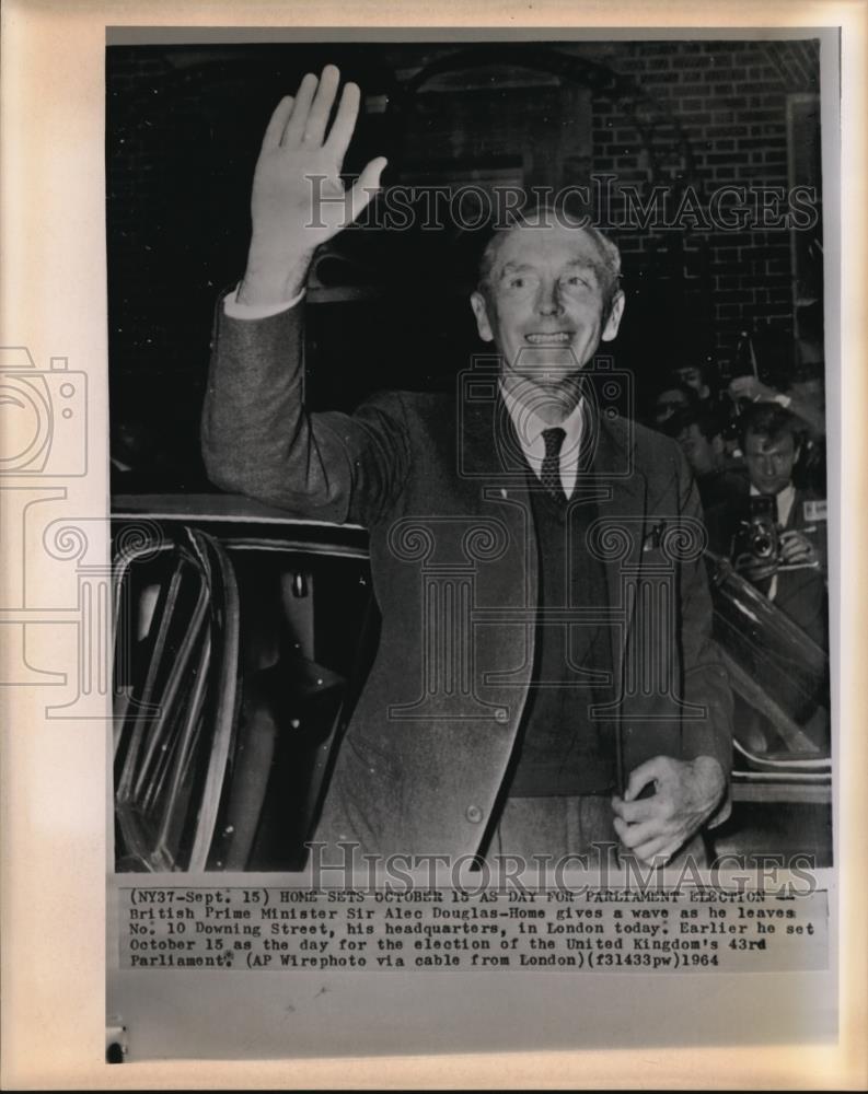 1964 Press Photo British Prime Minister Sir Alec Douglas-Home in London - Historic Images