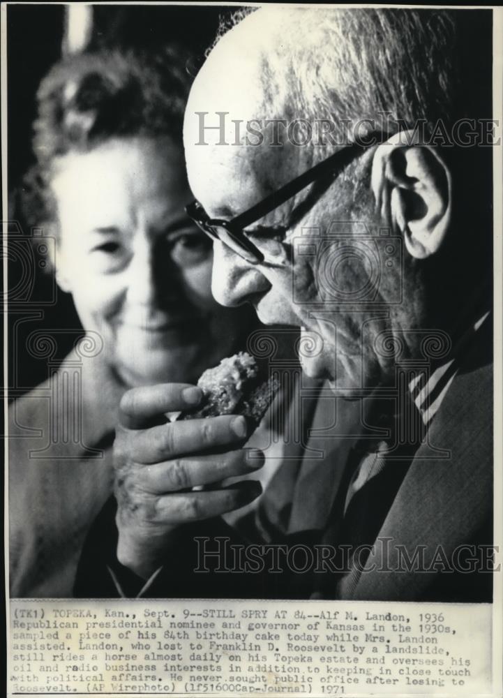 1971 Press Photo Topeka, KS-Alf M. Landon still spry at 84 - cvw04091 - Historic Images