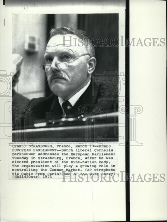 1973 Press Photo Dutch Liberal Cornelis Berkhouwer of the European Parliament - Historic Images
