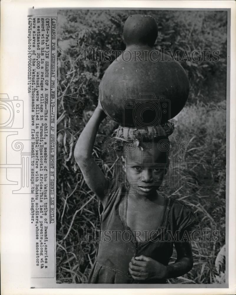 1964 Press Photo The child, a member of the Watusi Tribe of Rwandi - Historic Images