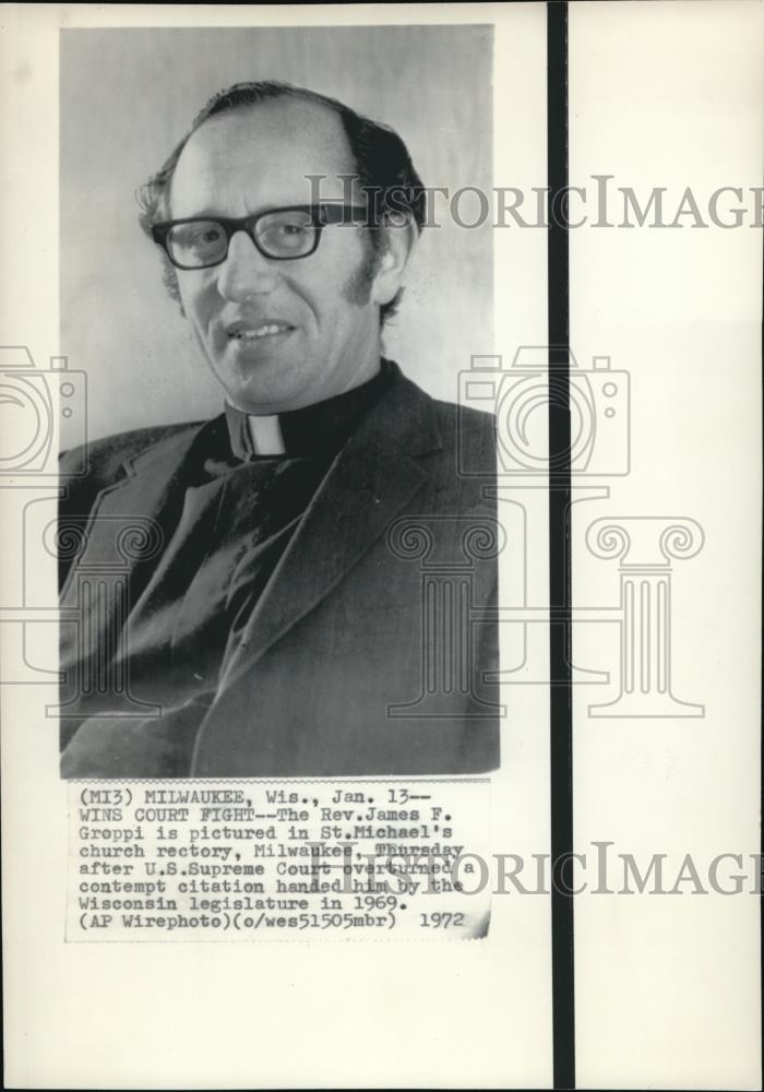 1972 Press Photo Reverend James F. Groppe at the St. Michael&#39;s Church - Historic Images