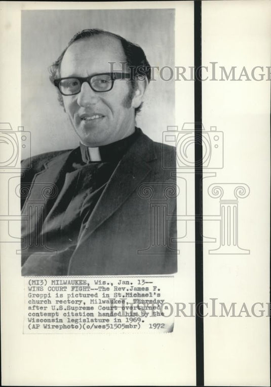 1972 Press Photo Reverend James F. Groppe at the St. Michael's Church - Historic Images