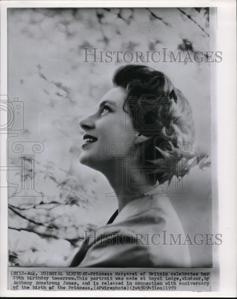 1959 Press Photo Princess Margaret of Britain celebrates her 29th birthday - Historic Images