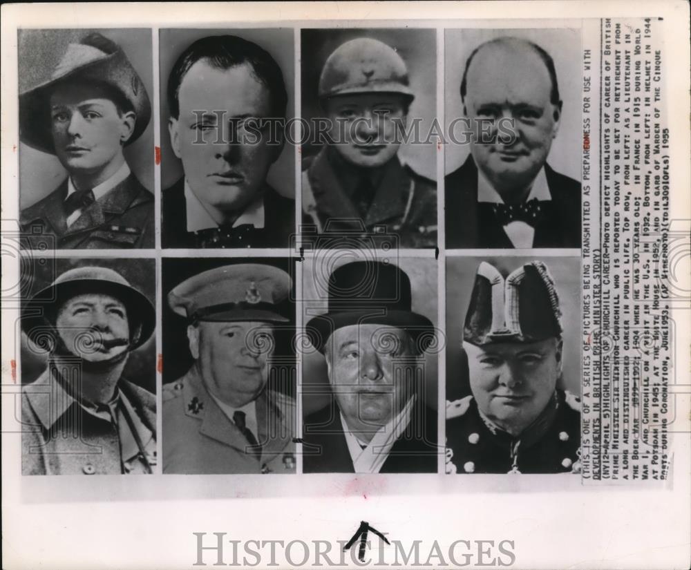 1955 Press Photo Highlights of career of British Price minister Sir Winston - Historic Images