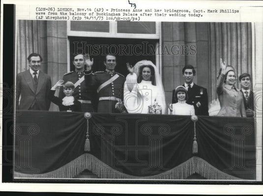 1973 Press Photo Princess Anne & her bridegroom, Capt Mark Phillips - Historic Images