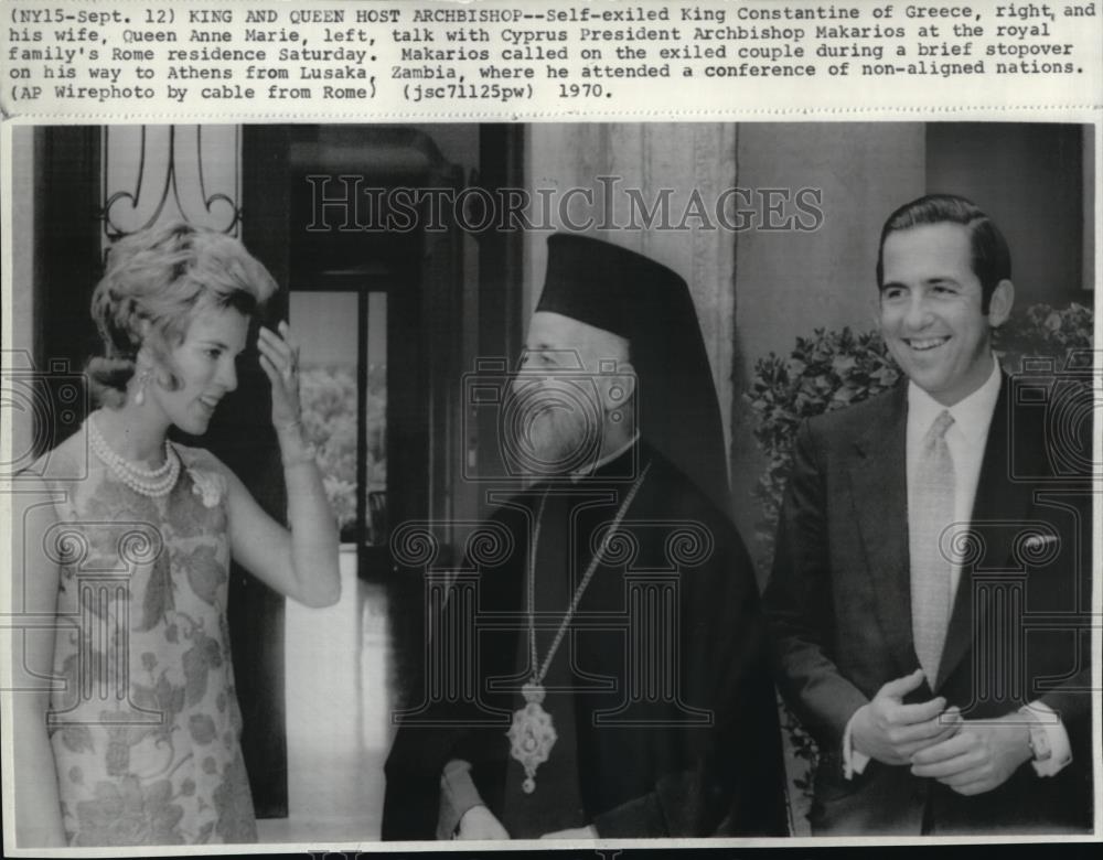 1970 Press Photo The self exiled King Constantine with Queen Anne Marie his wife - Historic Images