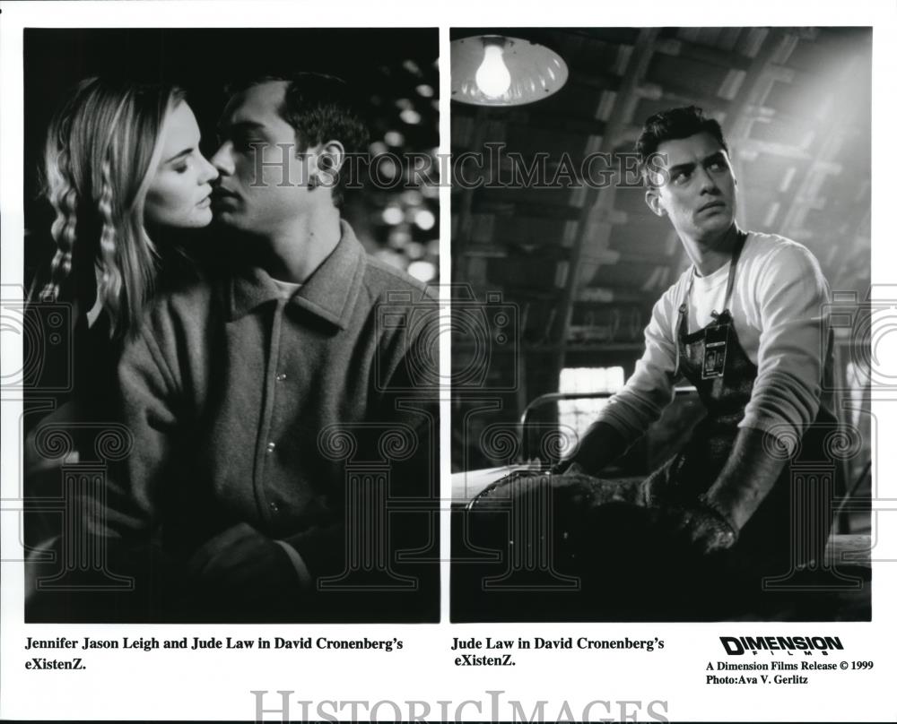 1999 Press Photo Jennifer Leigh and Jude Law in &quot;eXistenz&quot; - cvp39027 - Historic Images