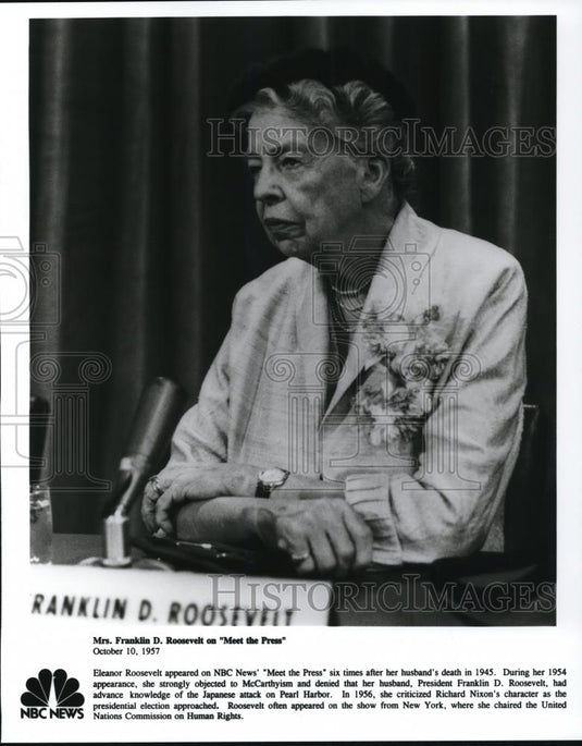 1957 Press Photo Mrs. Franklin D. Roosevelt on Meet The Press - Historic Images