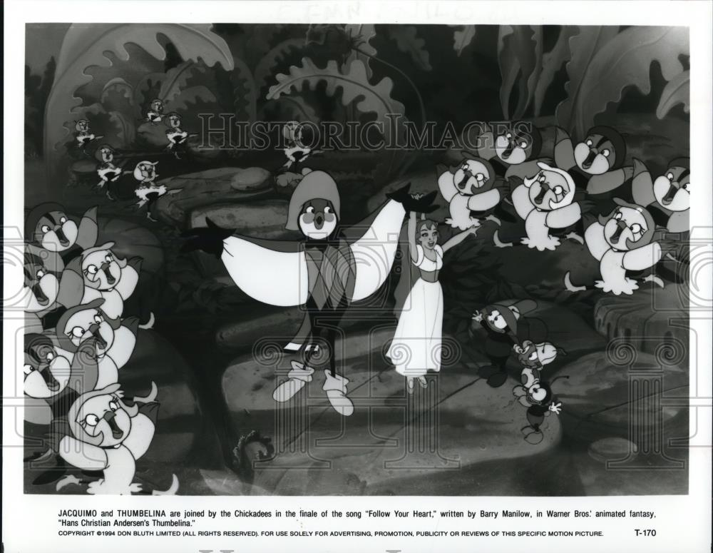 1994 Press Photo Jacquimo and Thumbelina in animated fantasy movie Thumbelina - Historic Images