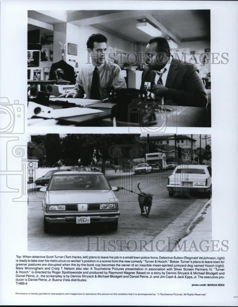 1990 Press Photo Tom Hanks and Reginald VelJohnson in Turner and Hooch - Historic Images