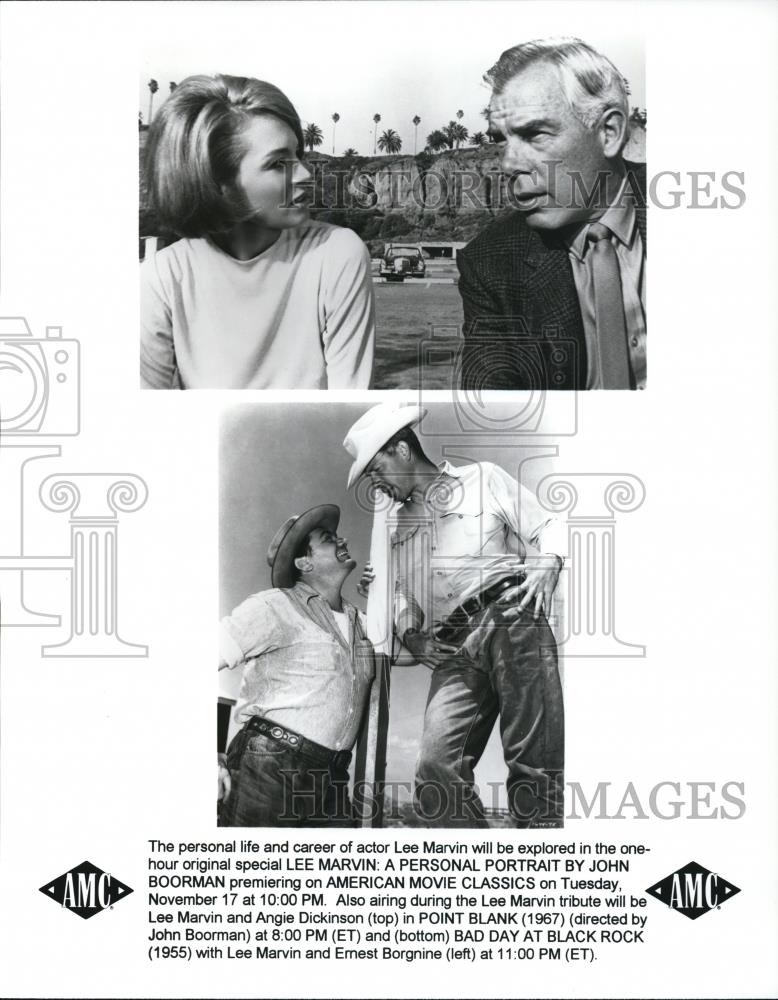 1955 Press Photo Lee Marvin Angie Dickinson in "Bad Day at Black Rock" - Historic Images